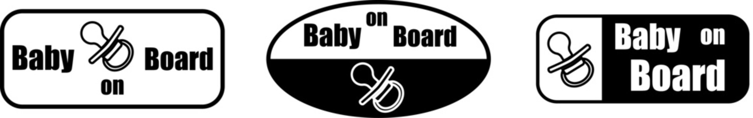 Black and White Baby on Board Sign Set