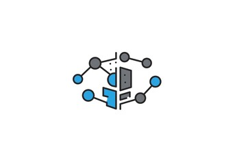 Abstract network connection with nodes and links, isolated on white background