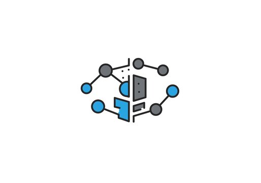 Abstract network connection with nodes and links, isolated on white background - Powered by Adobe