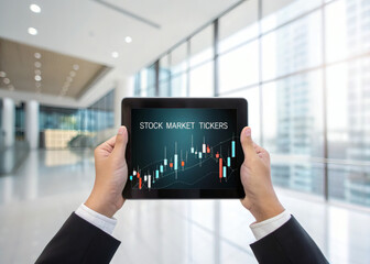 Fototapeta premium businessman holding digital tablet