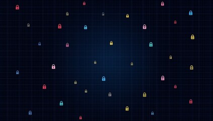 Abstract digital network with glowing data points and grid lines