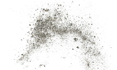 Cigarette ash flying isolated on white background and texture, clipping path	