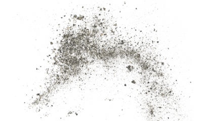 Cigarette ash flying isolated on white background and texture, clipping path	