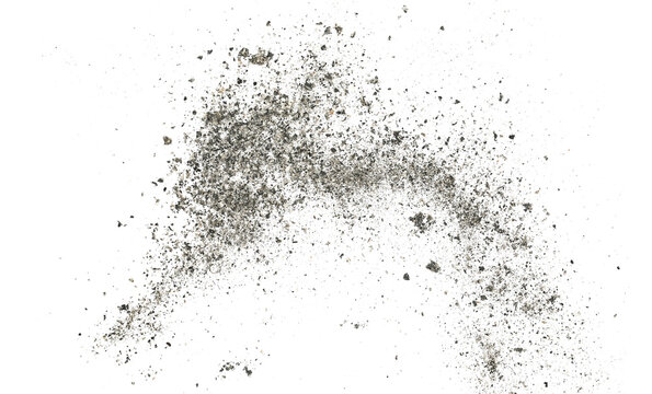 Cigarette ash flying isolated on white background and texture, clipping path	