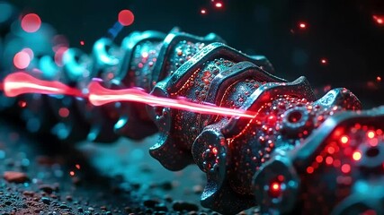 Futuristic technology with vibrant blue and red lights creating a captivating, abstract sci-fi scene - Powered by Adobe