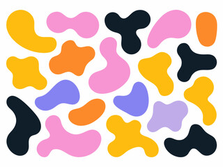 Abstract organic shapes in vibrant colors on white background.