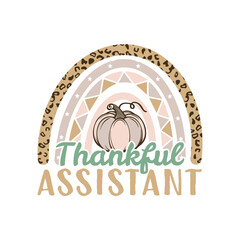Thankful assistant Thanksgiving boho rainbow pattern