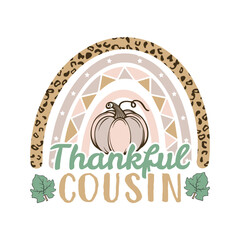 Thankful cousin Thanksgiving boho rainbow pattern