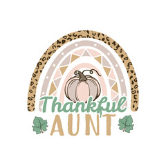 Thankful aunt Thanksgiving boho rainbow pattern