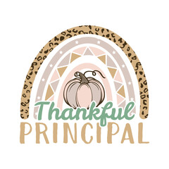Thankful principal Thanksgiving boho rainbow pattern