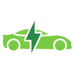 Electric Vehicle Icon Vector Illustration Green Version        