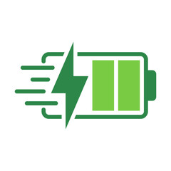 Fast Charging Icon Vector Illustration Green Version        