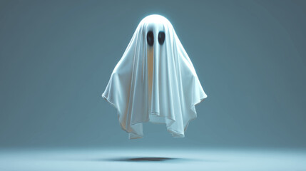 Halloween ghost with gradient fabric on black background in vibrant spooky vector design