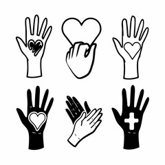 Obraz premium Hands with hearts and medical cross isolated on white background conveying love, care, and support