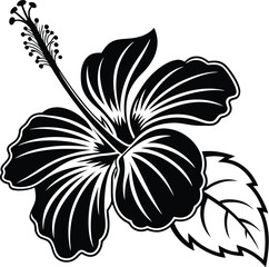 Black Hibiscus Flower vector icon Hibiscus Flower vector silhouette