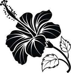 Black Hibiscus Flower vector icon Hibiscus Flower vector silhouette