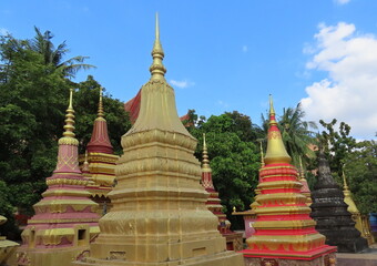 Fototapeta premium Stupa, traditional Buddhist burial tombstones at a temple in siem rep,kambodia