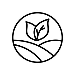 Green Agriculture Icon Vector Illustration Line Version