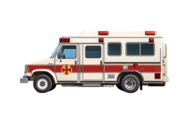 Ambulance vehicle van bus isolated on white background, png