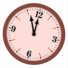 Isolated round clock on white background, a vector object ideal for time tracking, punctuality concepts, and business schedule visuals.