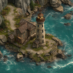 lighthouse on the coast of crete greece