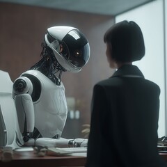 AI Office Assistant Helping Businesswoman	