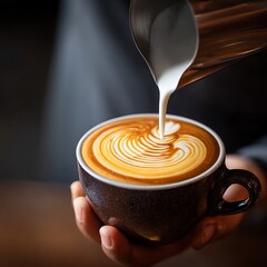 Barista Making Latte Art	