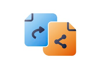 File transfer and sharing icon with arrows and network symbol