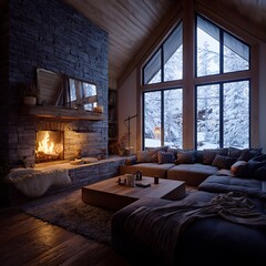 Cozy Living Room with Fireplace	