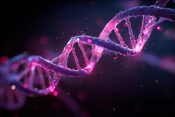 Abstract Glowing Dna Helix In Pink And Purple Colors