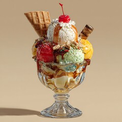 Ice Cream Sundae with Toppings	