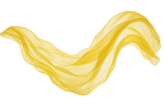 Flowing Yellow Silk Fabric Swirls with Translucent Waves, Evoking Elegance and Movement - Powered by Adobe