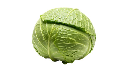 Obraz premium Vibrant green cabbage isolated on transparent background, showcasing its freshness and nutritional value, perfect for promoting healthy eating and culinary creations