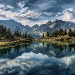 Mountain Lake with Reflection	