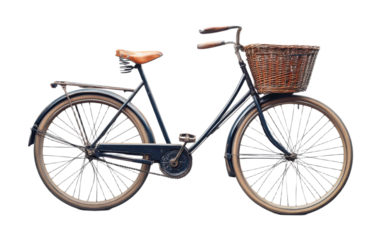 Antique bicycle isolated on white background, png
