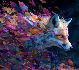 Abstract drawing of a fox in motion
