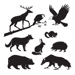 Obraz premium vibrant crisp clean stylish elegant modern detailed professional high quality Silhouettes of Various Animals