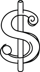 Dollar coin continuous one line drawing