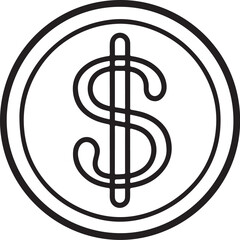 Dollar coin continuous one line drawing