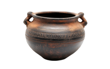 Antique pot isolated on white background, png