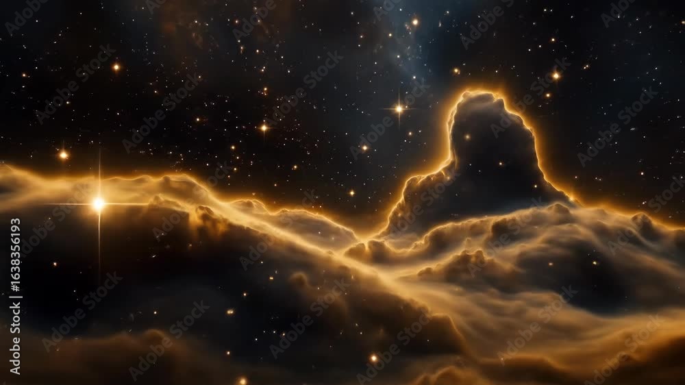 Wall mural Cosmic cloudscape with luminous dust and distant stars in deep space