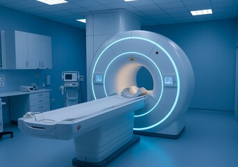 Advanced magnetic resonance imaging scanner in a modern hospital for diagnostic medical examination