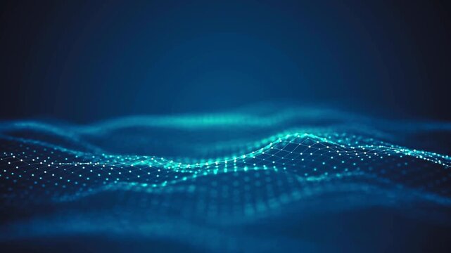 Abstract blue wave design with flowing lines and light curves creating a digital backdrop