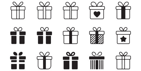 gift box, christmas vector silhouettes