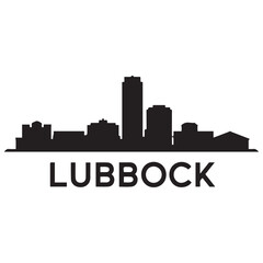 Fototapeta premium Lubbock skyline silhouette. Black Lubbock city. Vector black silhouette. with white background.