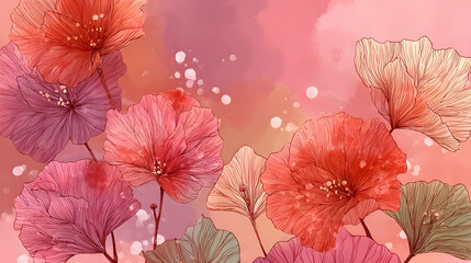 Flower watercolor art background vector. Wallpaper design with floral paint brush line art. leaves and flowers nature design for cover, wall art, invitation, fabric, poster, canvas print., no logos,