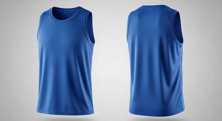 Blue Tank Top Mockup: Front and Back View for Sportswear Design