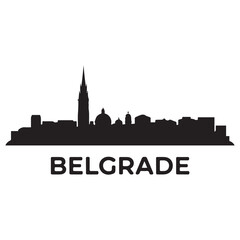 Fototapeta premium Belgrade skyline silhouette. Landscape Belgrade, Serbia. Vector illustration. Vector black silhouette. with white background.