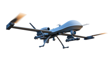 Automatic drone missile isolated on white background, png