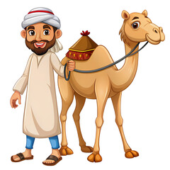 Arabian Man and His Camel